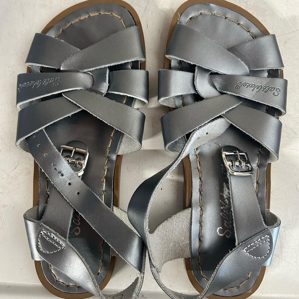 Saltwater LUXE Silver Sandals Interwoven Design